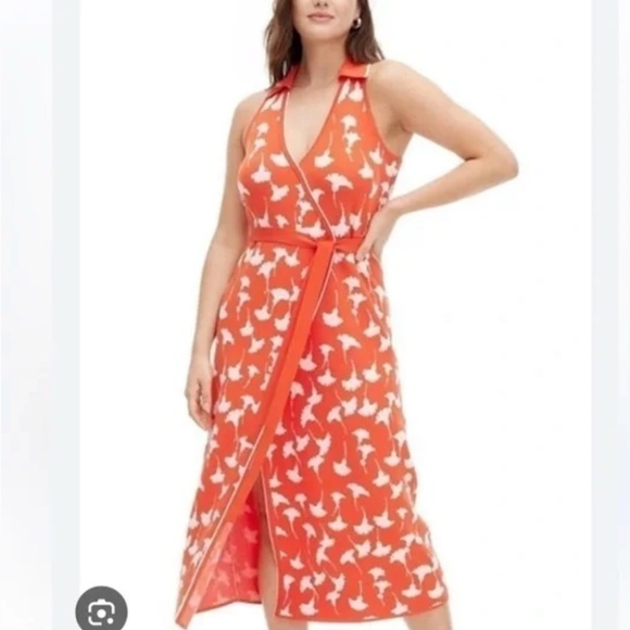 Diane Von Furstenberg Target Ginkgo Cherry Tomato Sweaterknit Wrap Dress XXS - Picture 3 of 3
